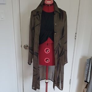 LOVERS Australia Sheer Black & Brown Duster Shirt Dress | Layering Piece